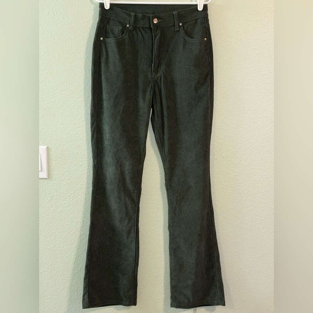 SHEIN Dark Green Flare Corduroy Pants